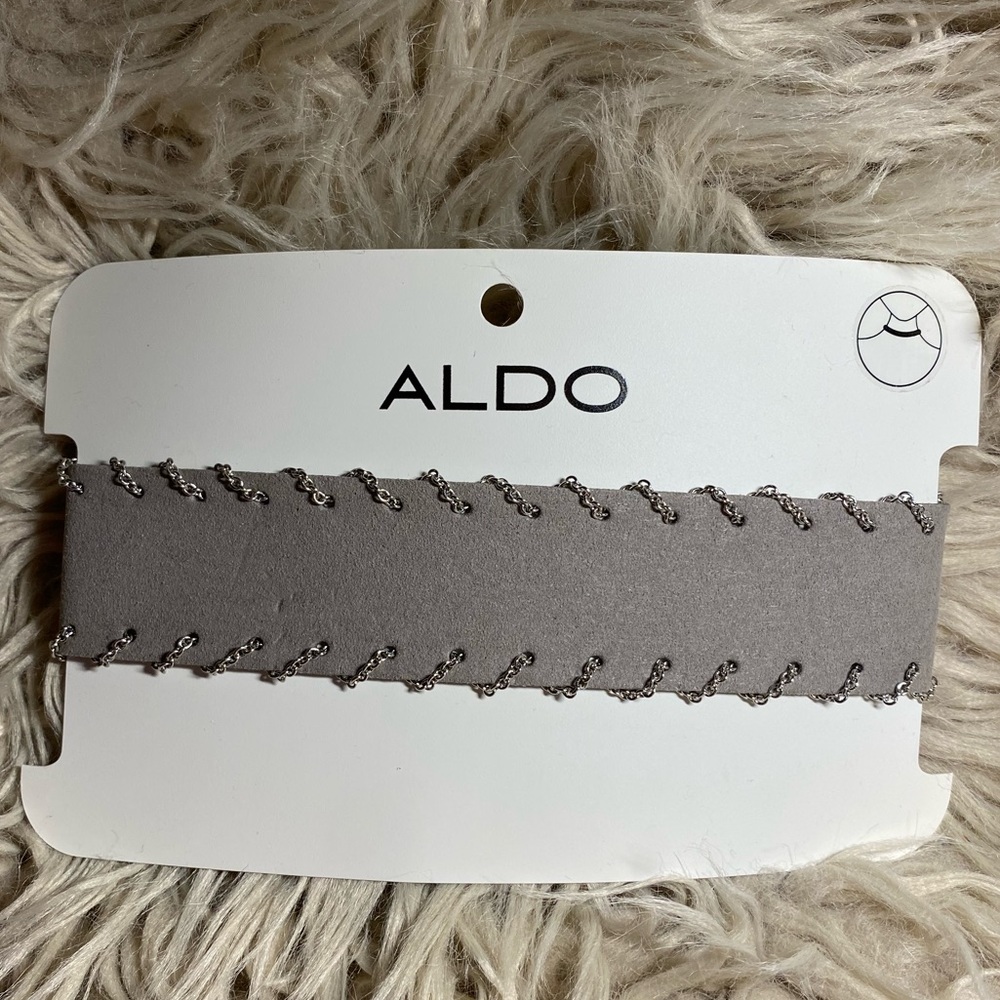 *NWT* ALDO Gray suede chained choker